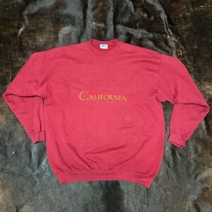 VINTAGE Disneyland California Adventure Embroidered Burgundy Crewneck Sweater XL